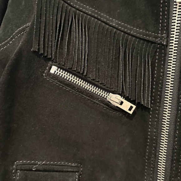 The Kooples Suede Biker Jacket with Fringe Details - Picture 3 of 7